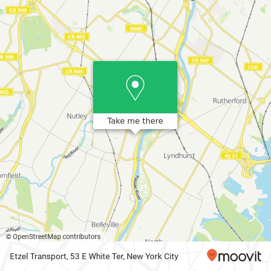 Etzel Transport, 53 E White Ter map