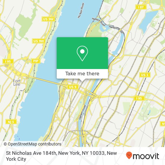 St Nicholas Ave 184th, New York, NY 10033 map