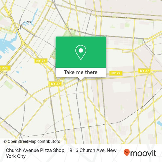 Mapa de Church Avenue Pizza Shop, 1916 Church Ave