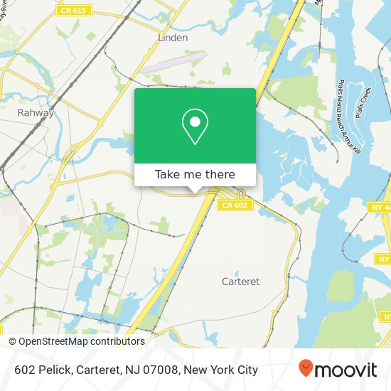 Mapa de 602 Pelick, Carteret, NJ 07008