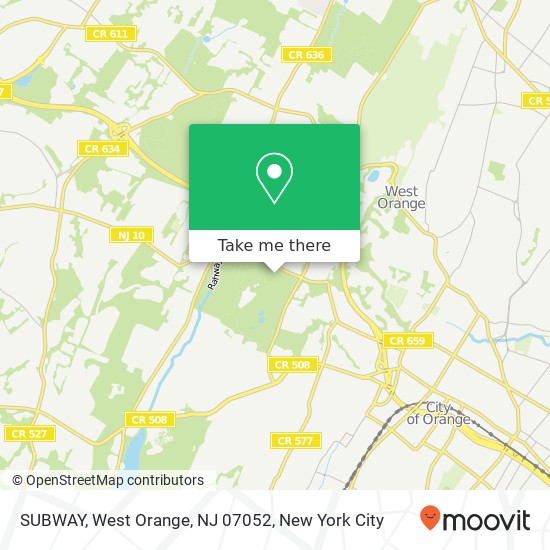 Mapa de SUBWAY, West Orange, NJ 07052