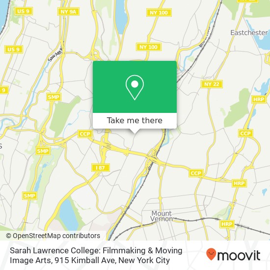 Mapa de Sarah Lawrence College: Filmmaking & Moving Image Arts, 915 Kimball Ave