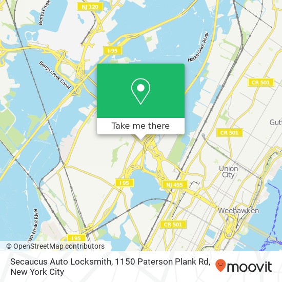 Mapa de Secaucus Auto Locksmith, 1150 Paterson Plank Rd