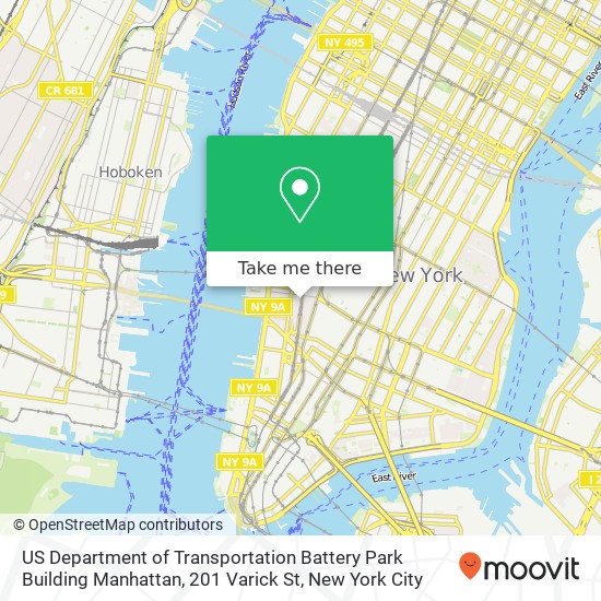 Mapa de US Department of Transportation Battery Park Building Manhattan, 201 Varick St