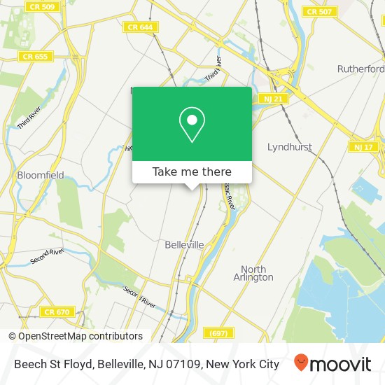 Mapa de Beech St Floyd, Belleville, NJ 07109