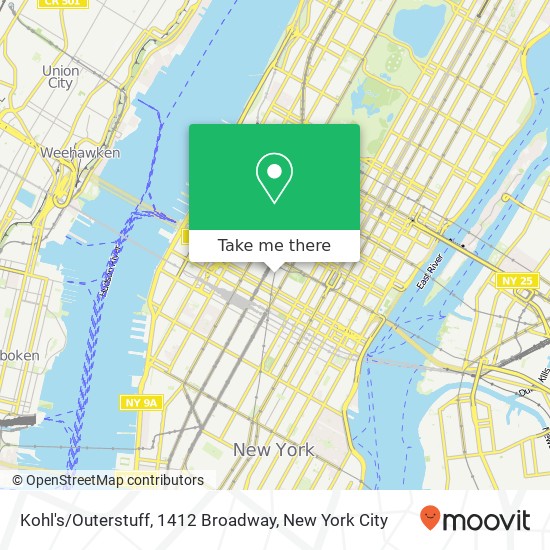 Mapa de Kohl's / Outerstuff, 1412 Broadway