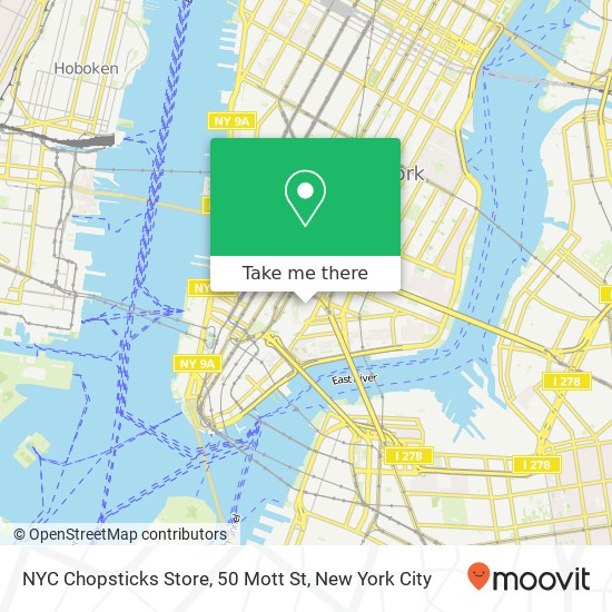 Mapa de NYC Chopsticks Store, 50 Mott St
