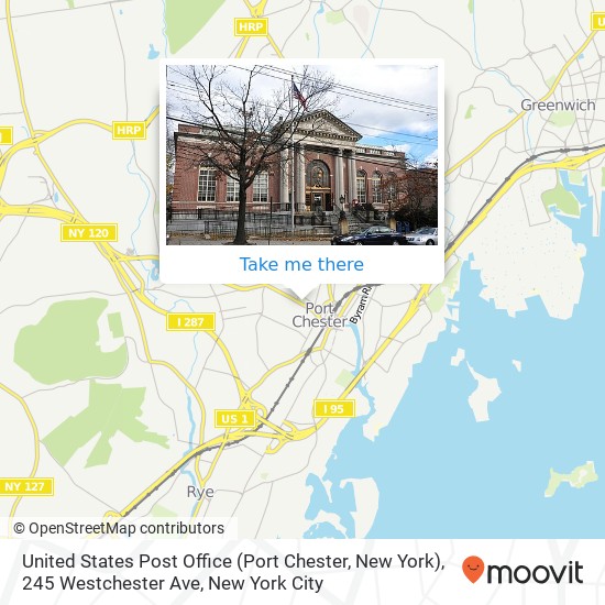 Mapa de United States Post Office (Port Chester, New York), 245 Westchester Ave