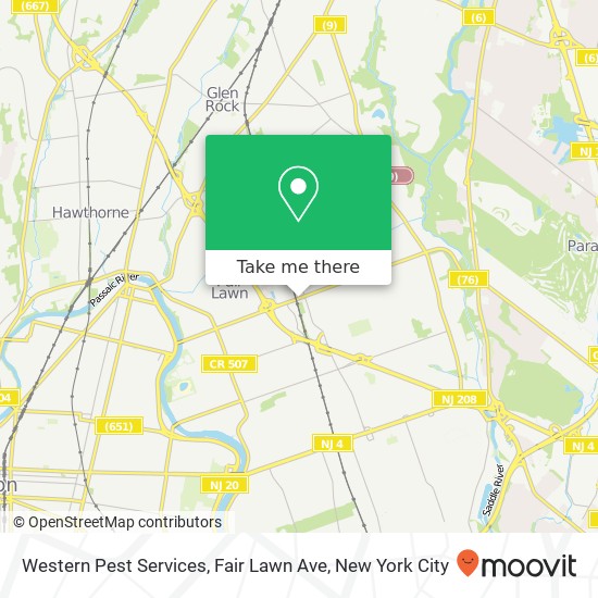 Western Pest Services, Fair Lawn Ave map