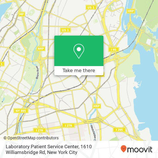 Mapa de Laboratory Patient Service Center, 1610 Williamsbridge Rd