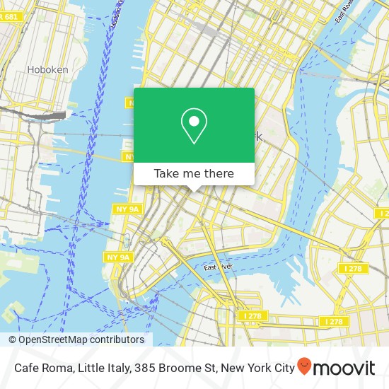 Cafe Roma, Little Italy, 385 Broome St map