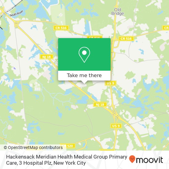 Mapa de Hackensack Meridian Health Medical Group Primary Care, 3 Hospital Plz