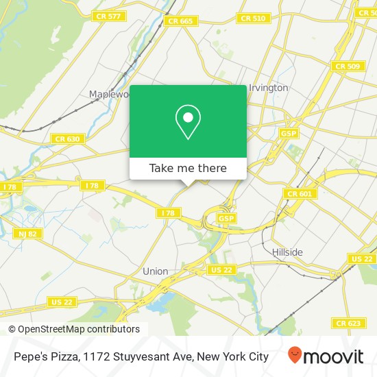 Mapa de Pepe's Pizza, 1172 Stuyvesant Ave