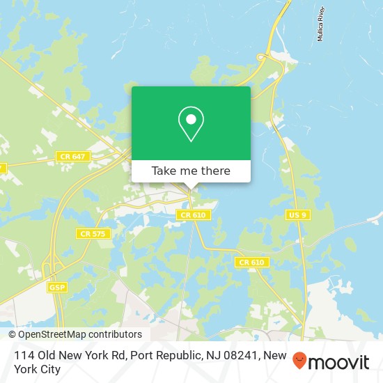 Mapa de 114 Old New York Rd, Port Republic, NJ 08241