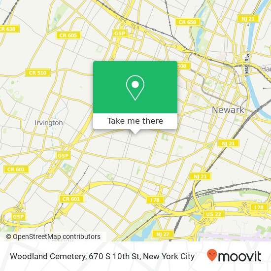 Mapa de Woodland Cemetery, 670 S 10th St