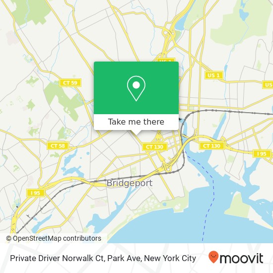 Private Driver Norwalk Ct, Park Ave map