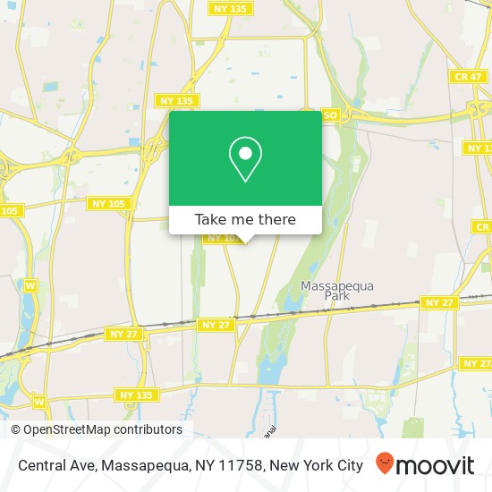 Mapa de Central Ave, Massapequa, NY 11758