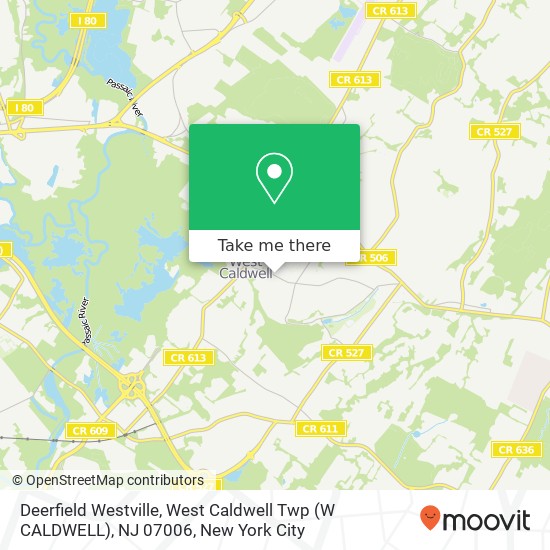 Mapa de Deerfield Westville, West Caldwell Twp (W CALDWELL), NJ 07006