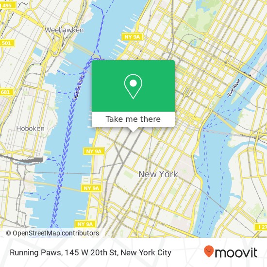 Mapa de Running Paws, 145 W 20th St