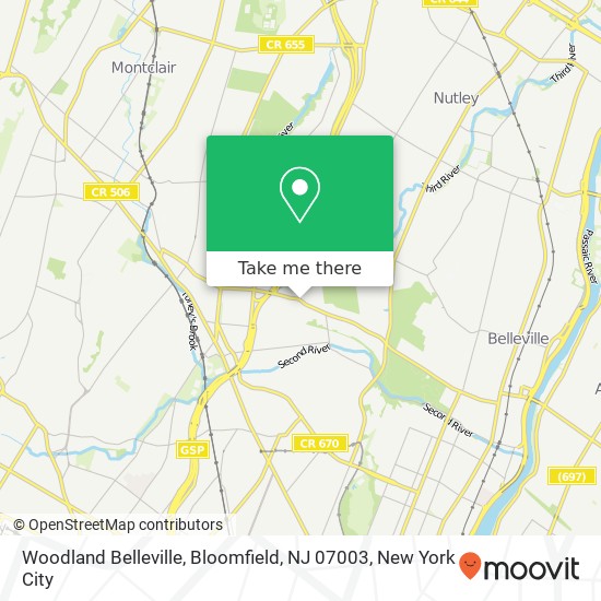 Woodland Belleville, Bloomfield, NJ 07003 map