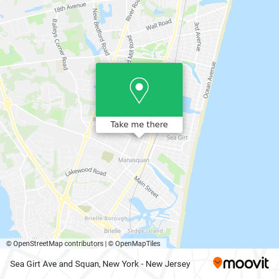 Sea Girt Ave and Squan map