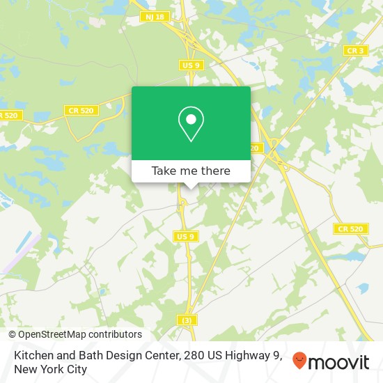 Mapa de Kitchen and Bath Design Center, 280 US Highway 9