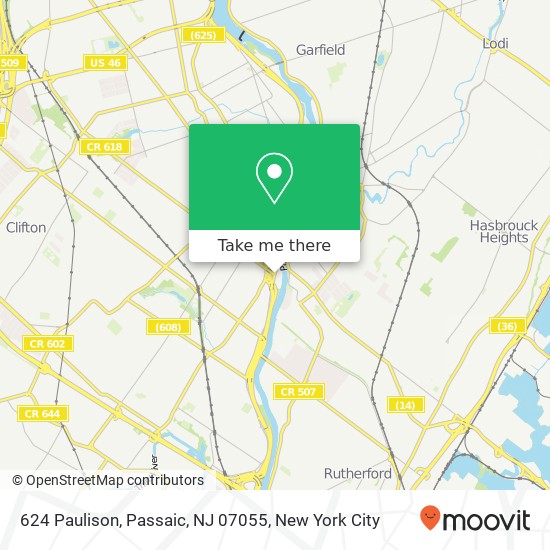 Mapa de 624 Paulison, Passaic, NJ 07055