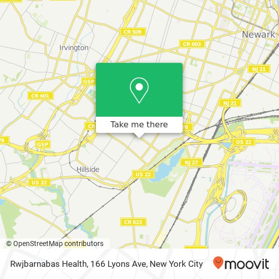 Mapa de Rwjbarnabas Health, 166 Lyons Ave