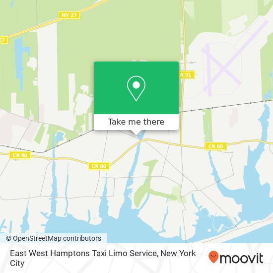 Mapa de East West Hamptons Taxi Limo Service