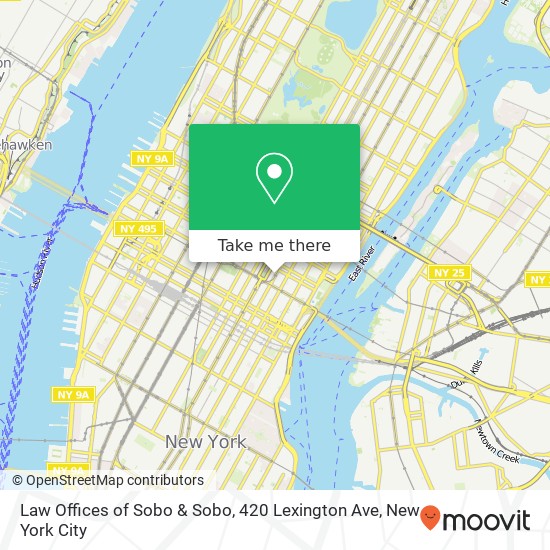 Mapa de Law Offices of Sobo & Sobo, 420 Lexington Ave