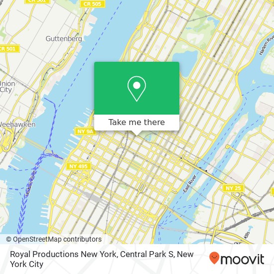 Royal Productions New York, Central Park S map