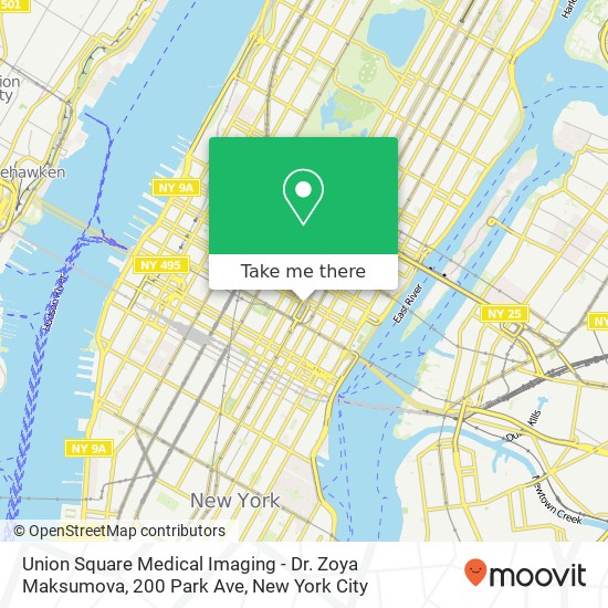 Mapa de Union Square Medical Imaging - Dr. Zoya Maksumova, 200 Park Ave