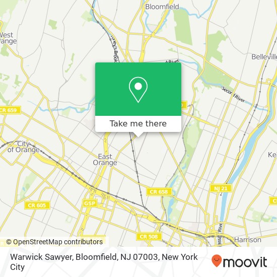 Mapa de Warwick Sawyer, Bloomfield, NJ 07003