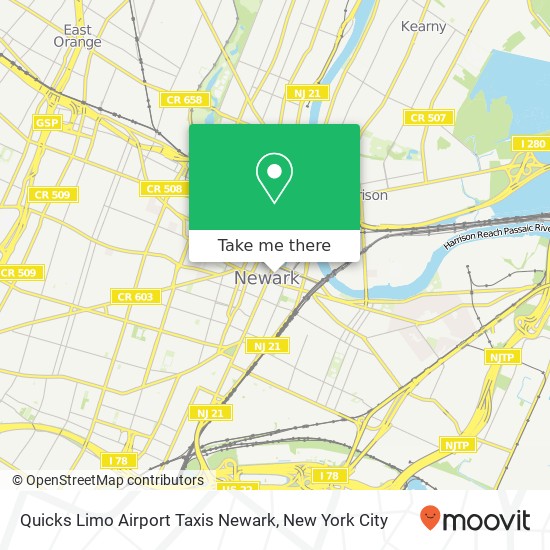 Quicks Limo Airport Taxis Newark map