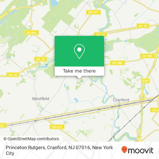 Mapa de Princeton Rutgers, Cranford, NJ 07016