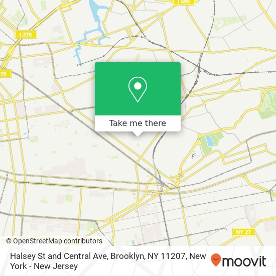 Mapa de Halsey St and Central Ave, Brooklyn, NY 11207