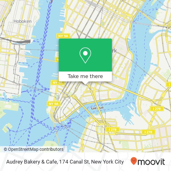 Mapa de Audrey Bakery & Cafe, 174 Canal St