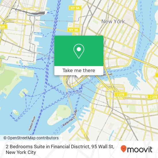 Mapa de 2 Bedrooms Suite in Financial Disctrict, 95 Wall St