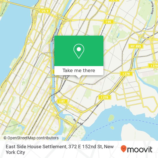 Mapa de East Side House Settlement, 372 E 152nd St