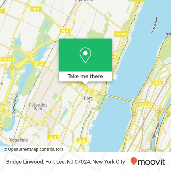 Mapa de Bridge Linwood, Fort Lee, NJ 07024