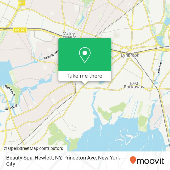 Mapa de Beauty Spa, Hewlett, NY, Princeton Ave