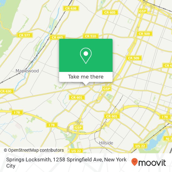 Mapa de Springs Locksmith, 1258 Springfield Ave