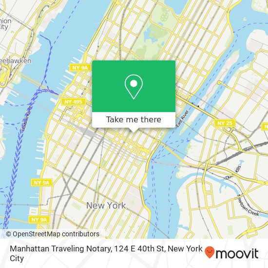 Mapa de Manhattan Traveling Notary, 124 E 40th St