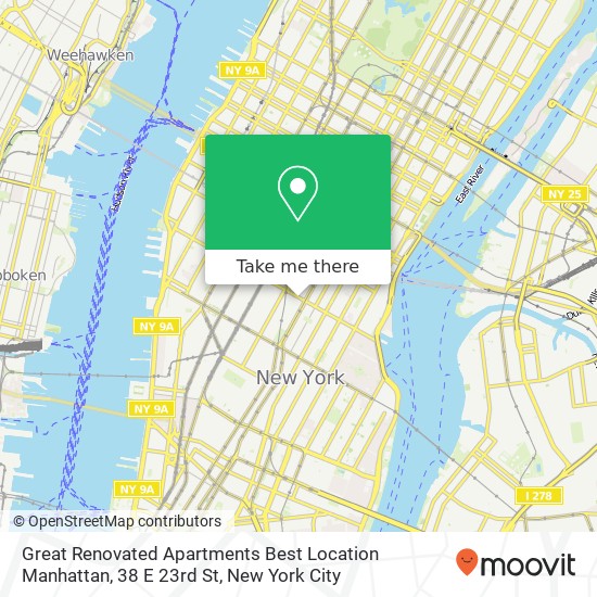 Mapa de Great Renovated Apartments Best Location Manhattan, 38 E 23rd St