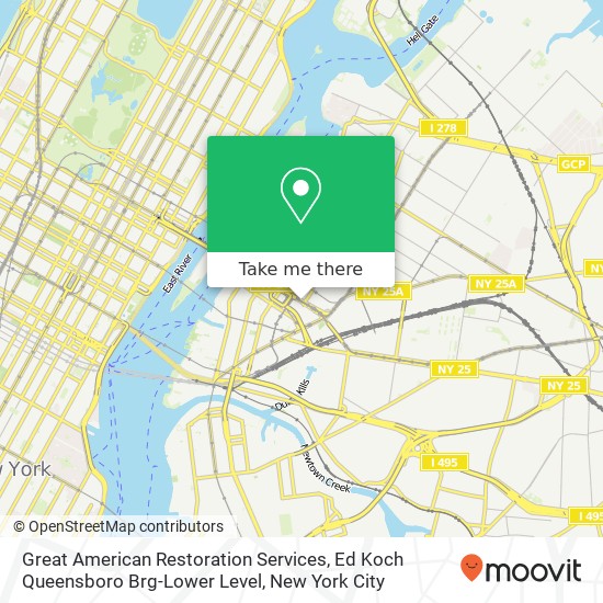 Mapa de Great American Restoration Services, Ed Koch Queensboro Brg-Lower Level