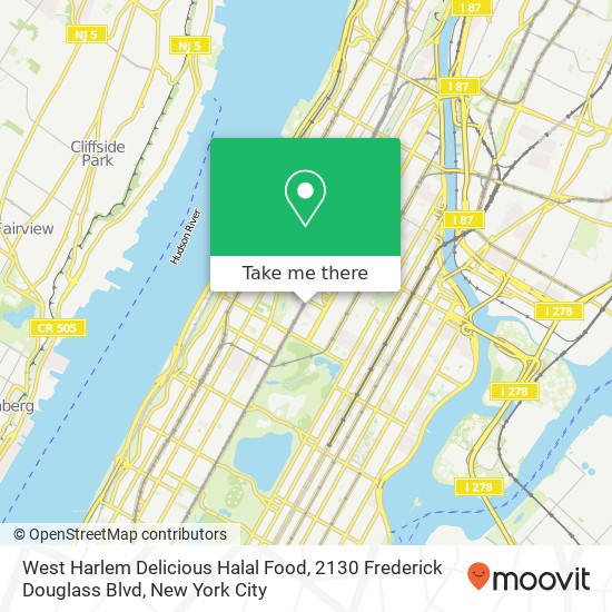 Mapa de West Harlem Delicious Halal Food, 2130 Frederick Douglass Blvd
