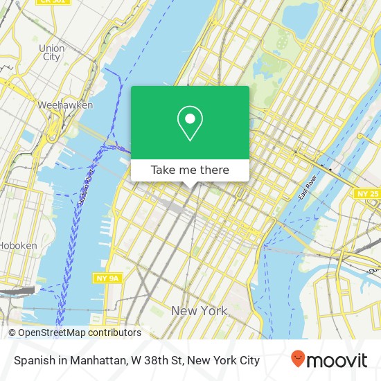 Spanish in Manhattan, W 38th St map