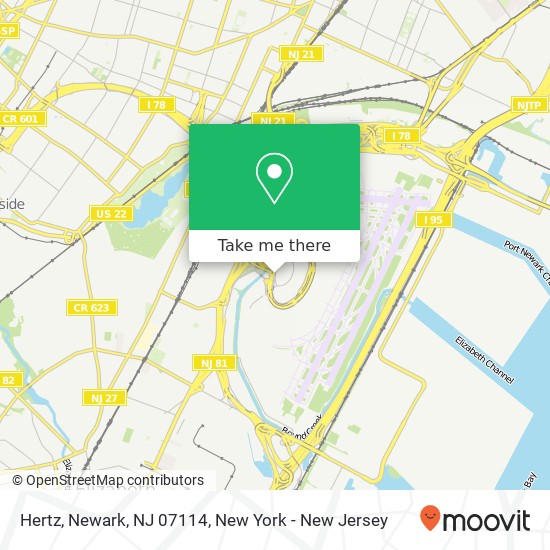 Mapa de Hertz, Newark, NJ 07114