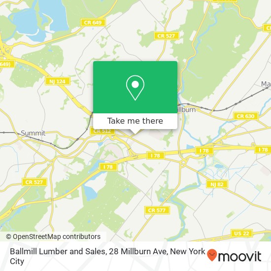 Ballmill Lumber and Sales, 28 Millburn Ave map