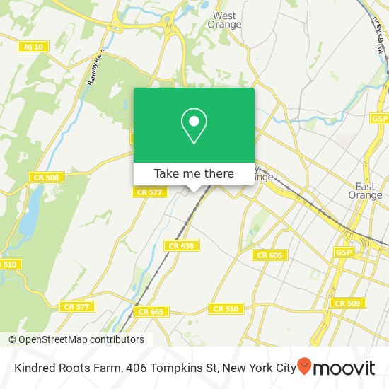 Mapa de Kindred Roots Farm, 406 Tompkins St